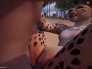 Hot tesão Cheetah fode 3 Homens Floccus Physical (com som / cum)