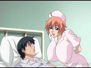 Rondborstige hentai verpleegster zuigt en ritten pik in anime sheet