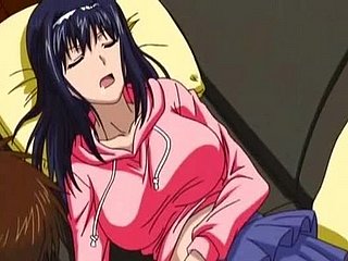 Nettes Anime-Mädchen, das Unterwäsche reicht, ihren kleinen Ruffle