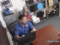 Cute blonde burglar ends nigh getting fucked at the end of one's tether sweltering office-holder