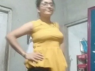 Aunty in tight blouse and bra and underclothing